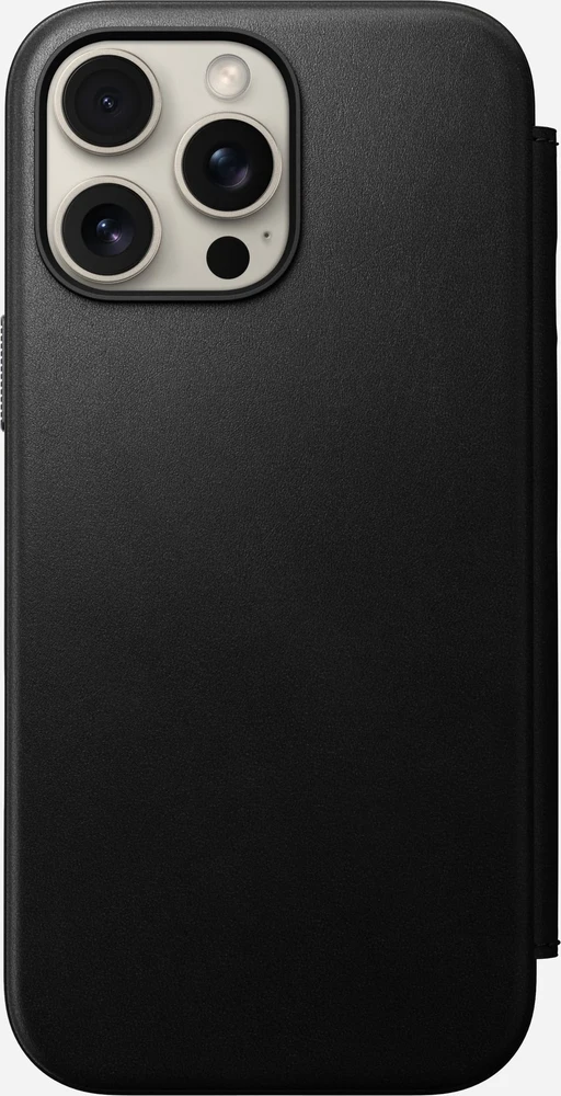 Dėklas Nomad Leather Folio, juodas - iPhone 16 Pro Max