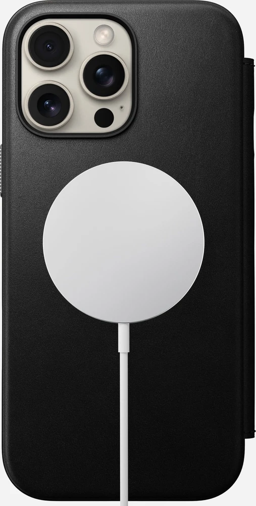 Dėklas Nomad Leather Folio, juodas - iPhone 16 Pro Max