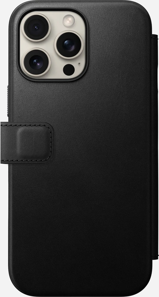 Dėklas Nomad Leather Folio, juodas - iPhone 16 Pro Max