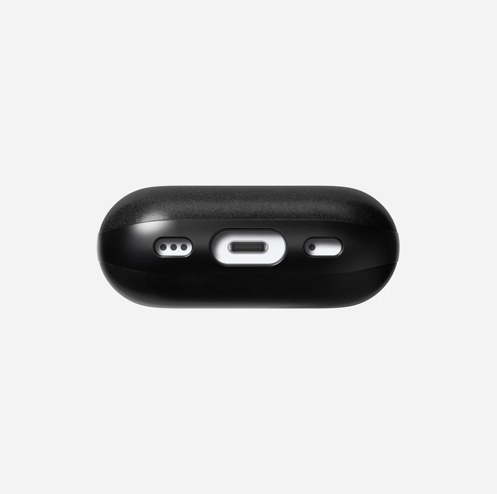 Nomad modernus odinis dėklas „Airpods Pro 2“ ausinėms, juodas