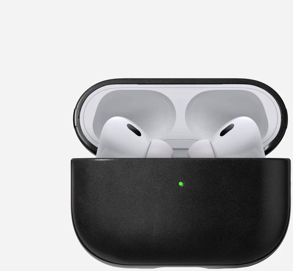Nomad modernus odinis dėklas „Airpods Pro 2“ ausinėms, juodas