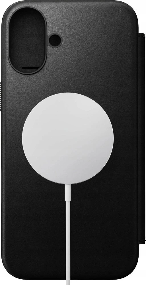 Dėklas Nomad Modern Leather Folio, juodas - iPhone 16 Plus