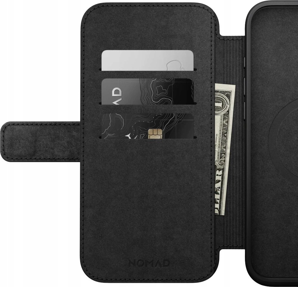 Dėklas Nomad Modern Leather Folio, juodas - iPhone 16 Plus