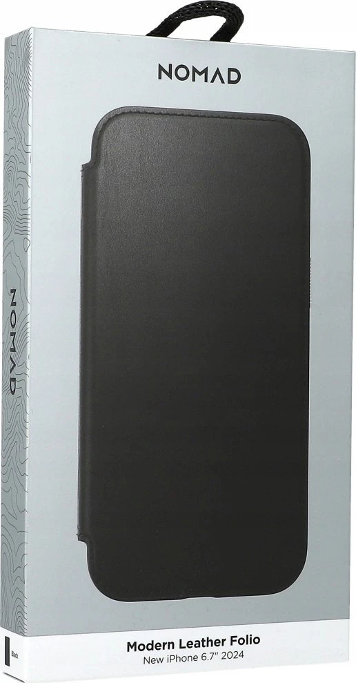 Dėklas Nomad Modern Leather Folio, juodas - iPhone 16 Plus