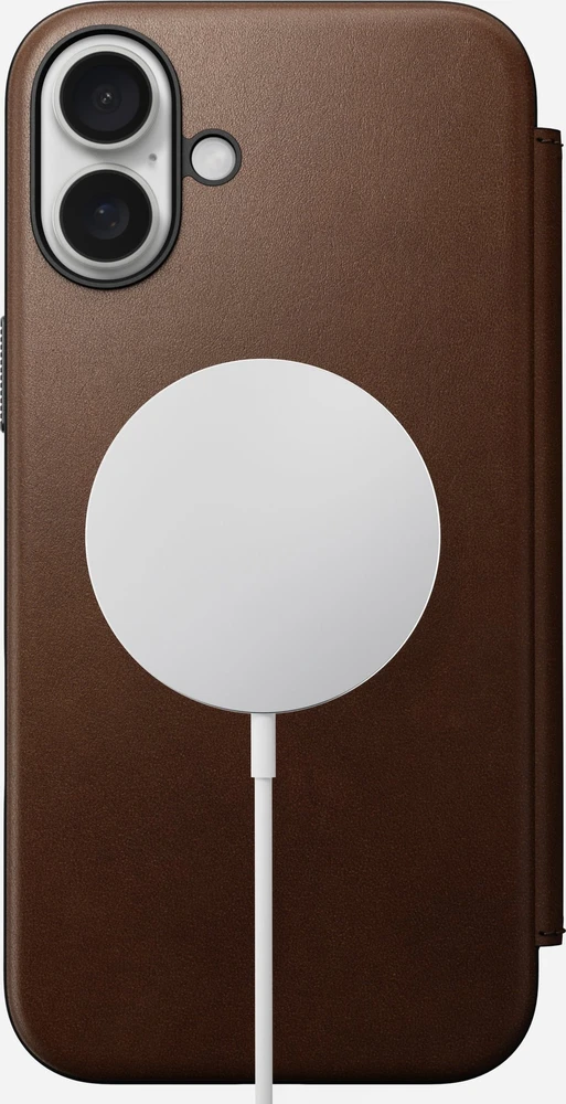 Nomad Modernus odinis dėklas, imbiero spalvos – „iPhone 16 Plus“