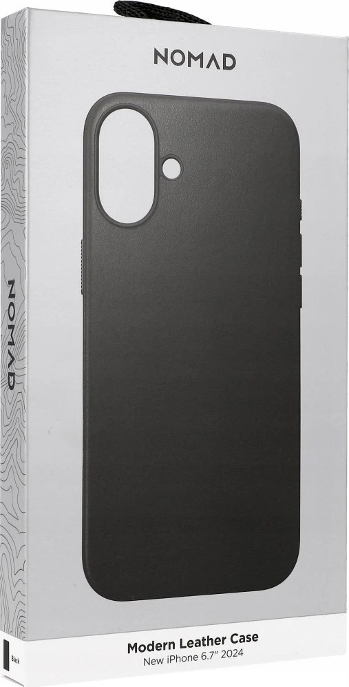 Dėklas Nomad Modern Leather case, juodas - iPhone 16 Plus