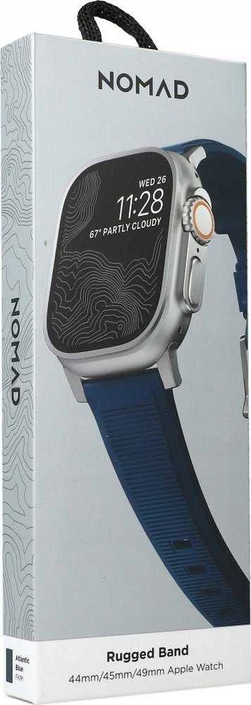 Nomad Rugged Strap, atlantic mėlynas/sidabrinis - AW Ultra 2/1 49mm 9/8/7 45mm/6/SE/5/4 44mm/3/2/1 42mm