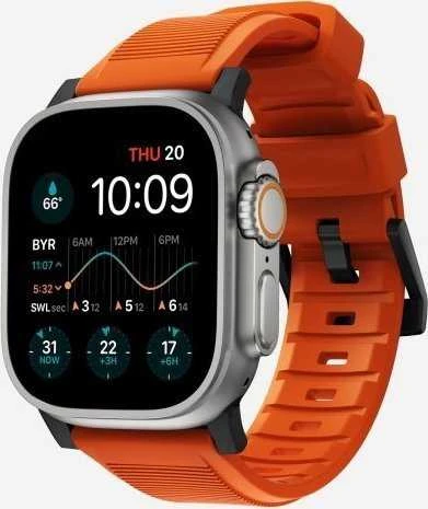 Dėklas Nomad Rugged Strap, oranžinis/juodas - AW Ultra 2/1 (49mm) 9/8/7 (45mm)/6/SE/5/4 (44mm)/3/2/1 (42mm)