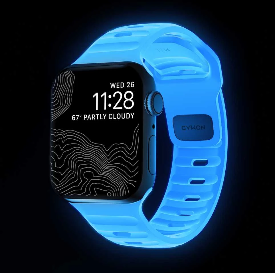 Apyrankė Nomad Sport Strap, Ice Mėlyna Glow - Apple Watch 42mm/41mm/40mm/38mm