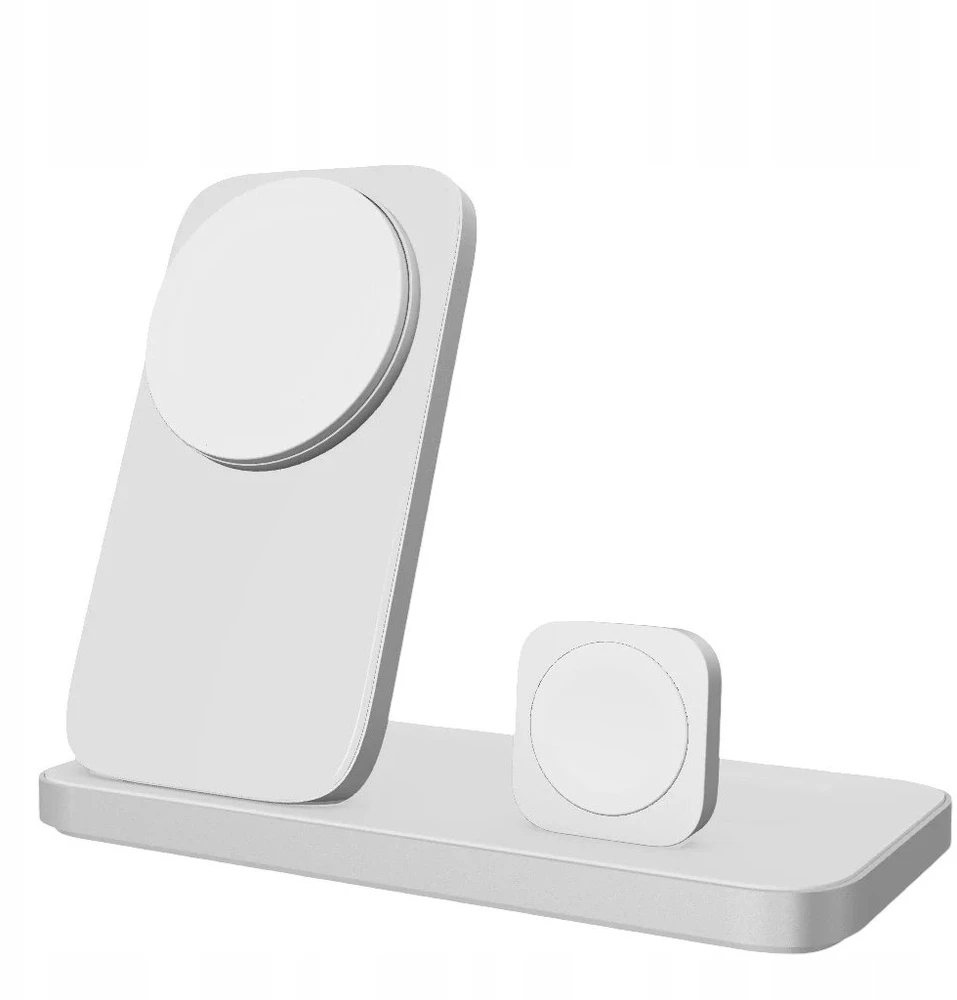 NOMAD Stand One Max - Qi2 belaidis įkroviklis, 25 W trims įrenginiams, suderinamas su „MagSafe“, 4 kartos (sidabrinis)