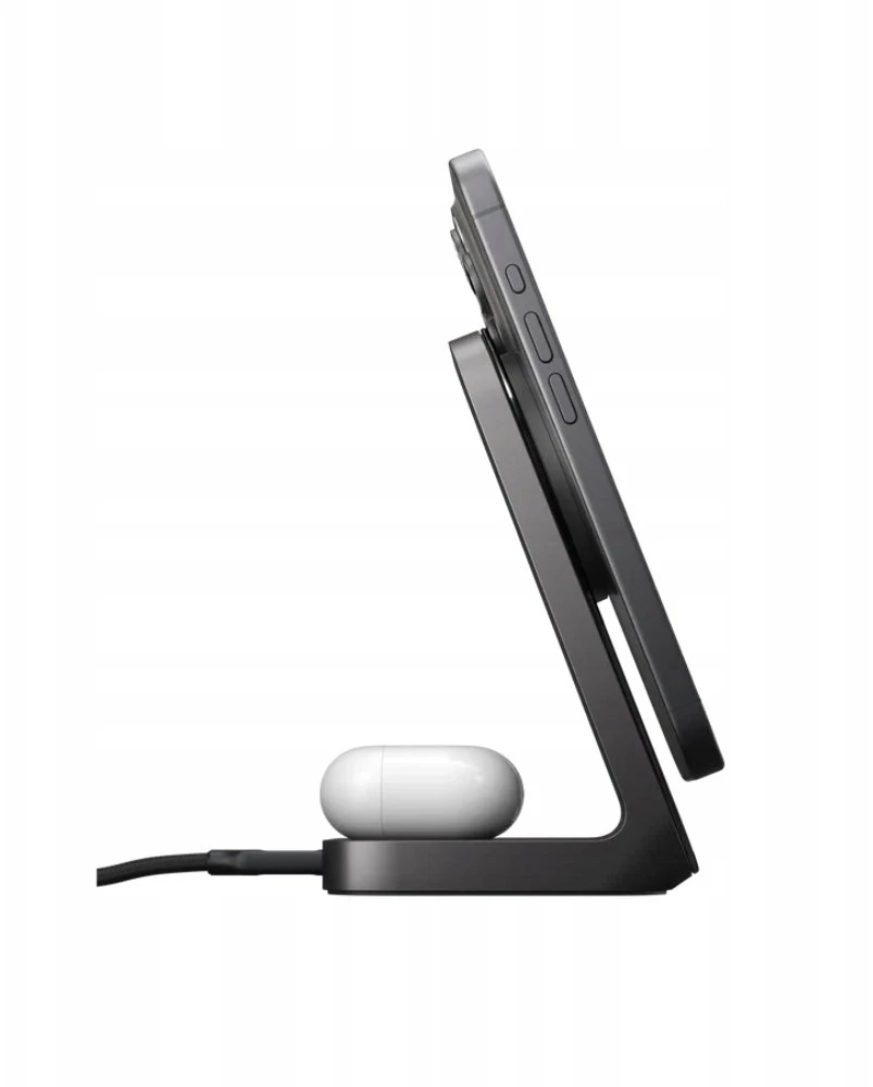 NOMAD Stand One – Qi2.2 25 W belaidis įkroviklis dviem įrenginiams, suderinamas su „MagSafe“, 4-osios kartos (karbidas)