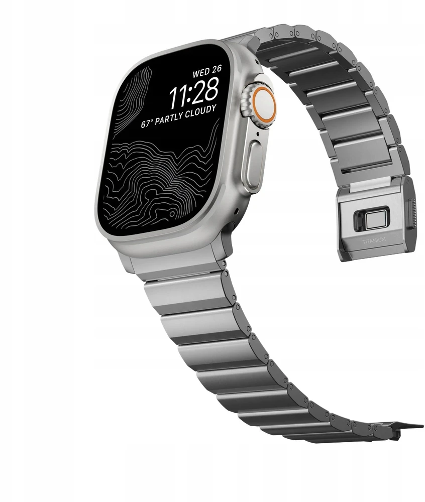 NOMAD titano dirželis – titano apyrankė „Apple Watch 46mm/49mm V3“ laikrodžiui (natūralios spalvos)