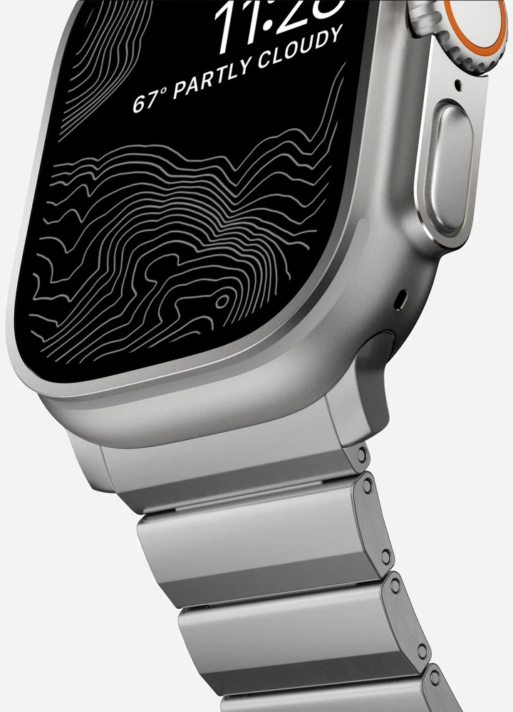 NOMAD titano dirželis – titano apyrankė „Apple Watch 46mm/49mm V3“ laikrodžiui (natūralios spalvos)