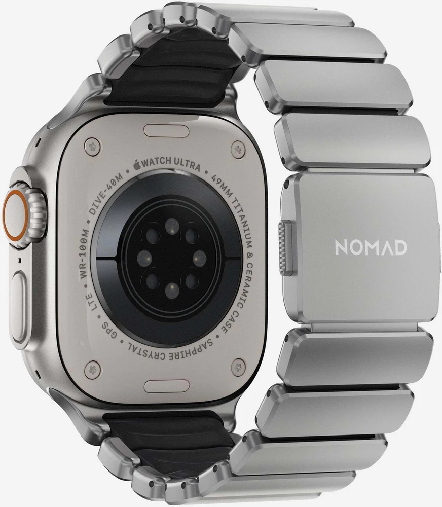 Apyrankė Nomad Stratos Band, natural titanium, juodas FKM - AW 45/46/49mm