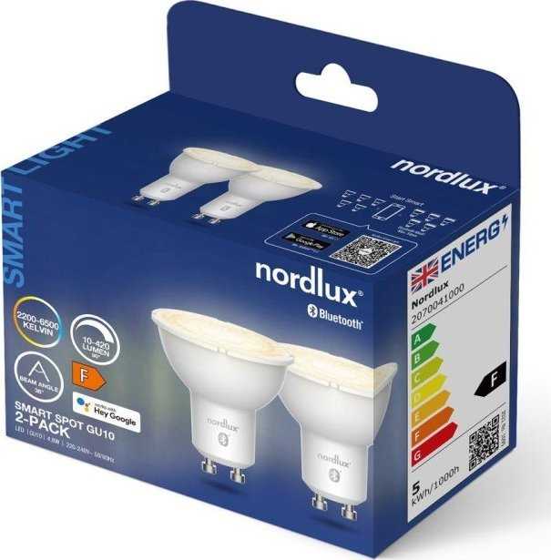 Nordlux , Smart bulb, Baltas, GU10, 2200 K, 6500 K, 450 lm - 2 pcs.