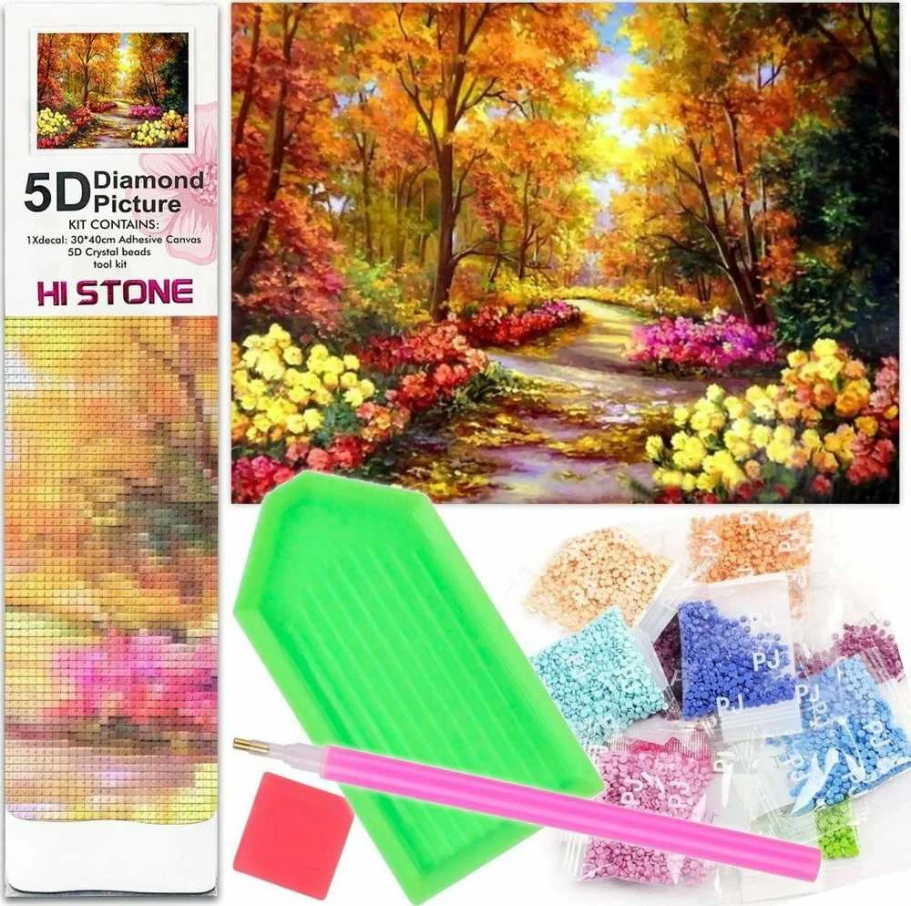 Norimpex DIAMOND MEMBROIDERY 5D deimantinė mozaika PATH BEADS peizažinis gamtos miškas