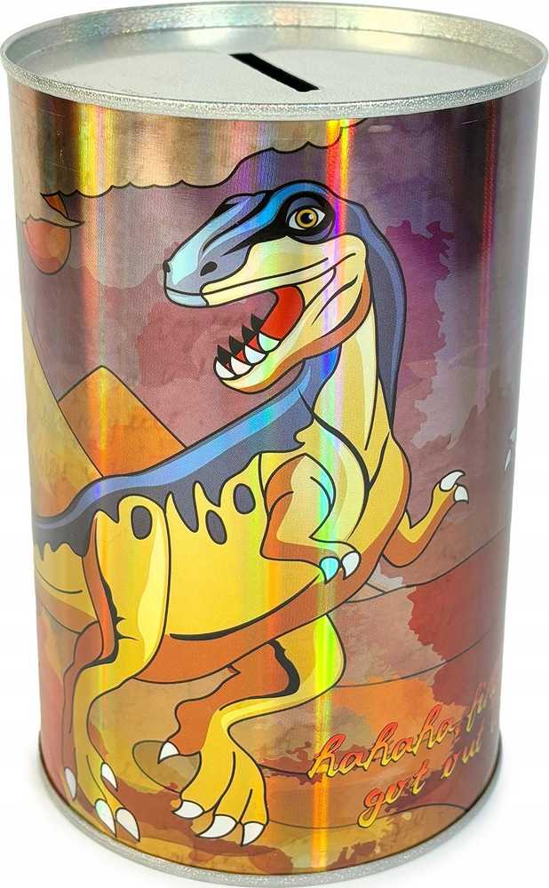 Norimpex SKARBONKA Z RYSUNKAMI DINOZAURÓW METALOWA BŁYSZCZĄCA