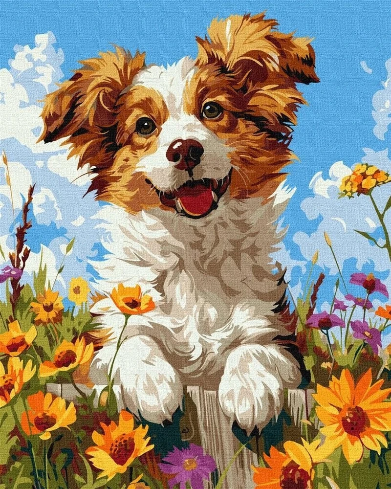 Ideyka Dailininko rinkinys "Šuo gėlėse" KHO6624 40x50 AP0059