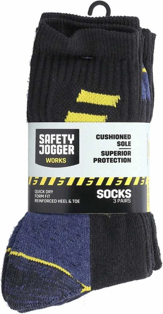 Safety_Jogge Kojinės SJSOCK, juoda/geltona/pilka, 43-47, 3 poros