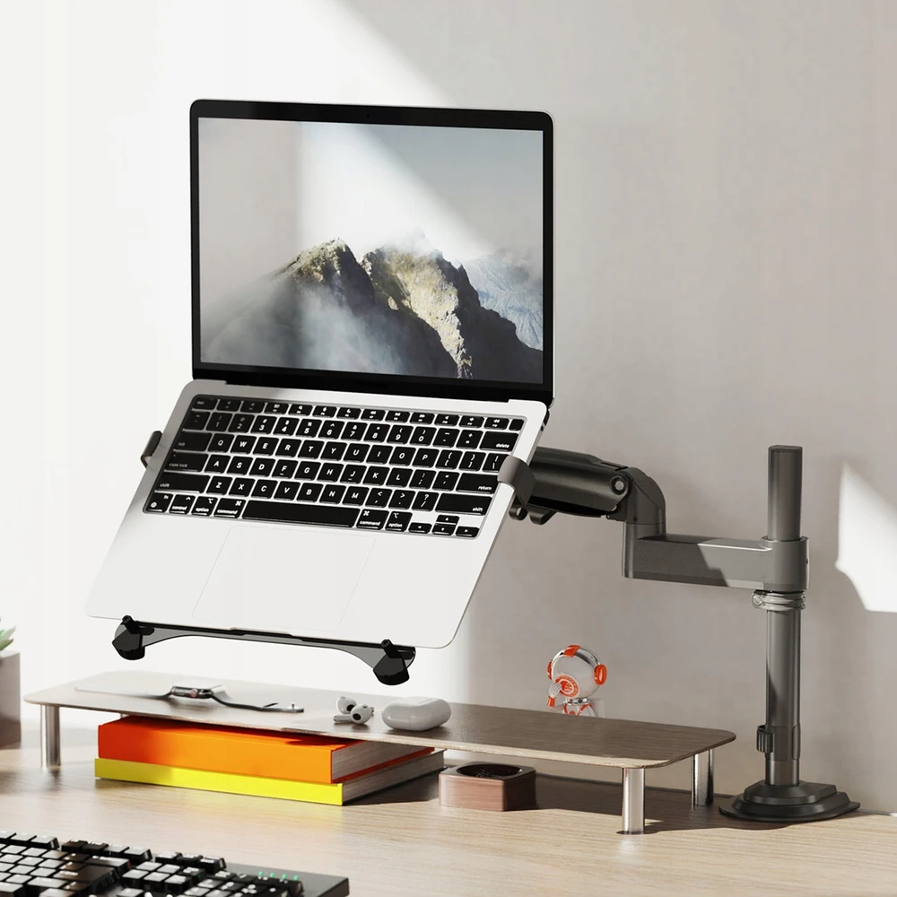 North Bayou H100-FP Ergonomiškas stalinis laikiklis nešiojamajam kompiuteriui / monitoriui 3D reguliavimas