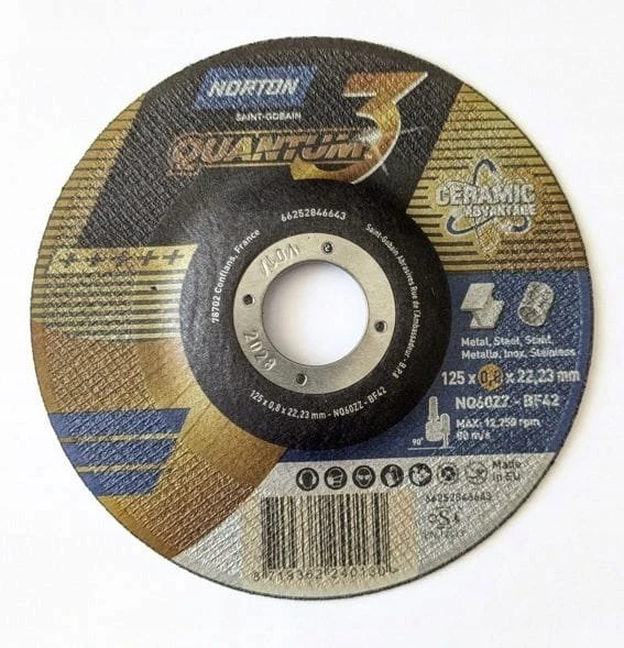 Norton Saint-Gobain Abrasives A/S Pjovimo diskas 125x0,8x22,23 mm - NQ60ZZ-T42 NOR-Quantum3, tinka plienui ir nerūdijančiam plienui