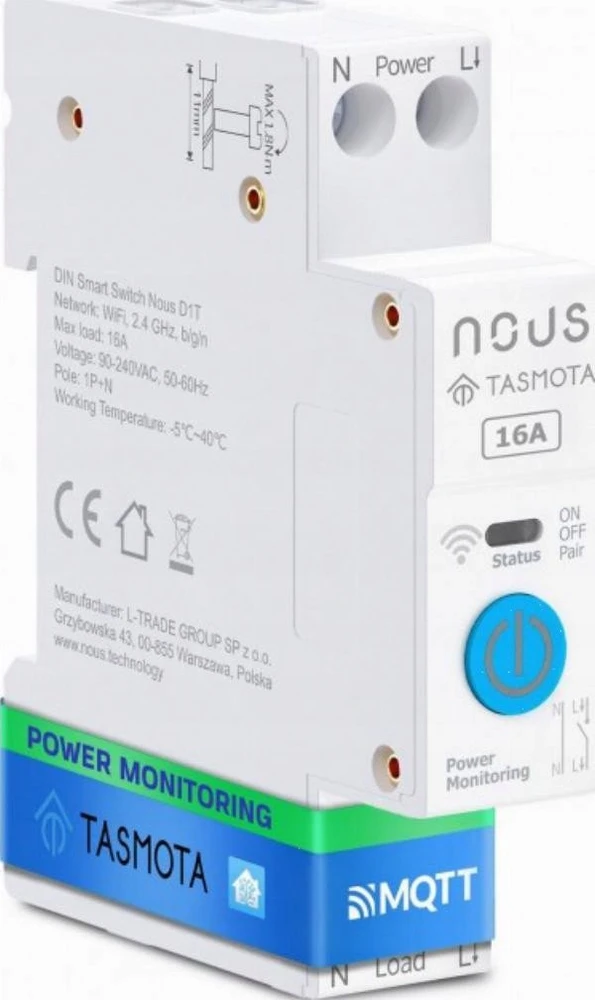 Nous NOUS D1T Valdymoaktorius WLAN Tasmota 16A/skaičiuoklei/ESP32/WLAN