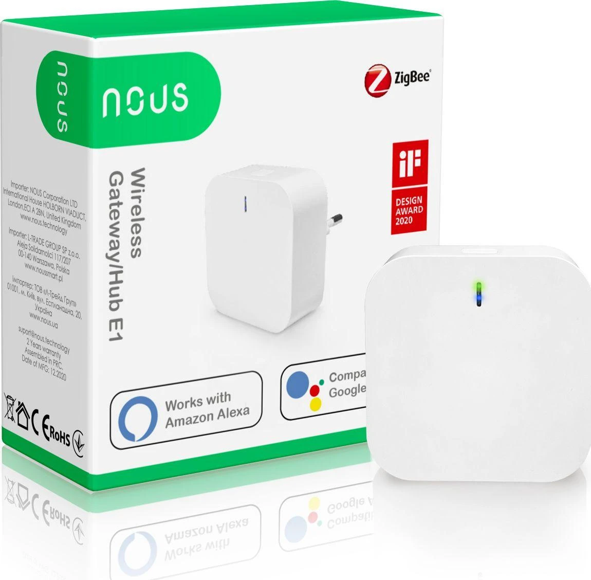 Reolink Išmanių namų sąsaja tarp ZigBee ir Wi-Fi įrenginių Smart Home Gateway E1, NOUS