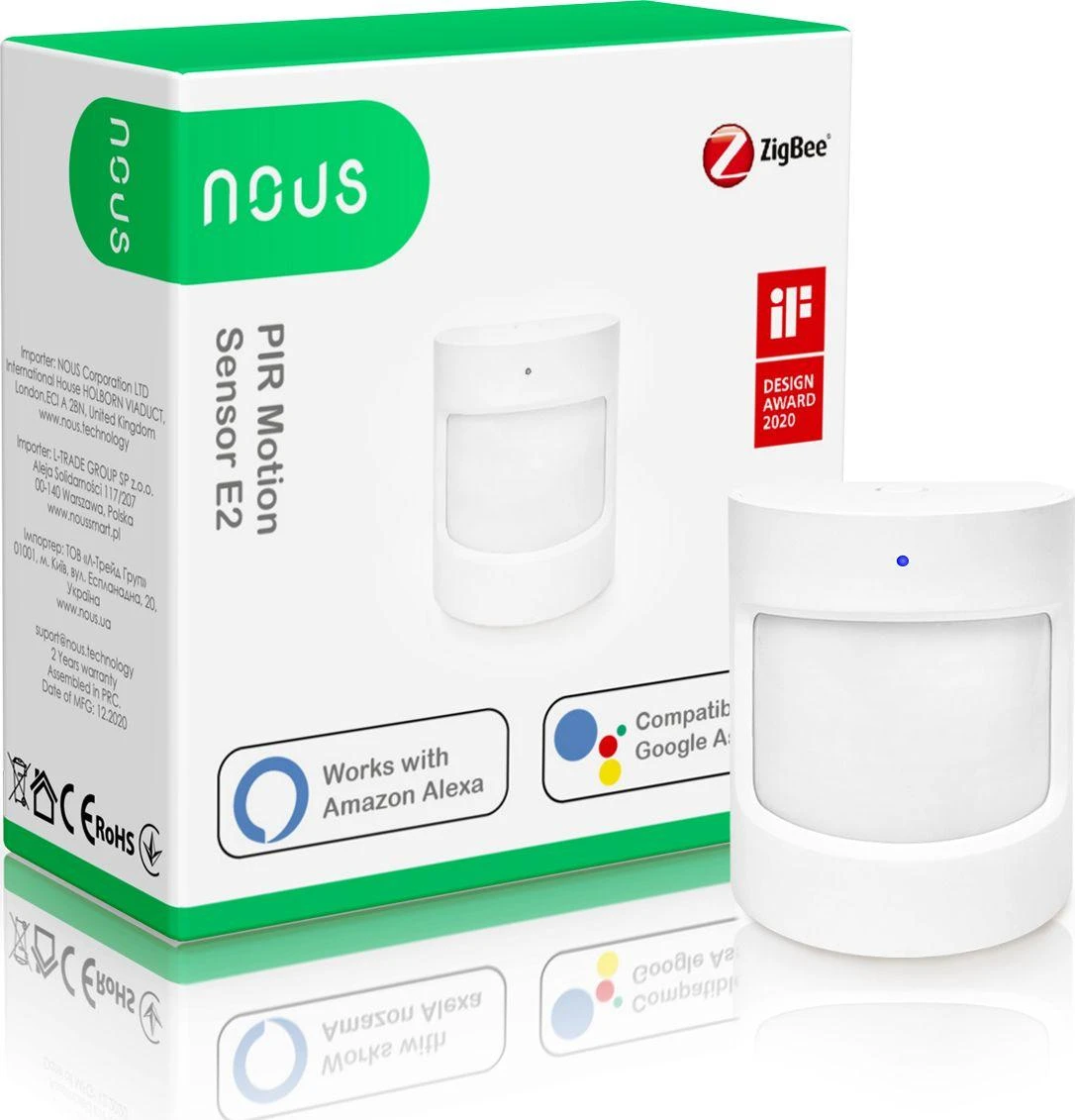 Išmanusis PIR judesio jutiklis E2, ZigBee, TUYA / Smart Life, NOUS