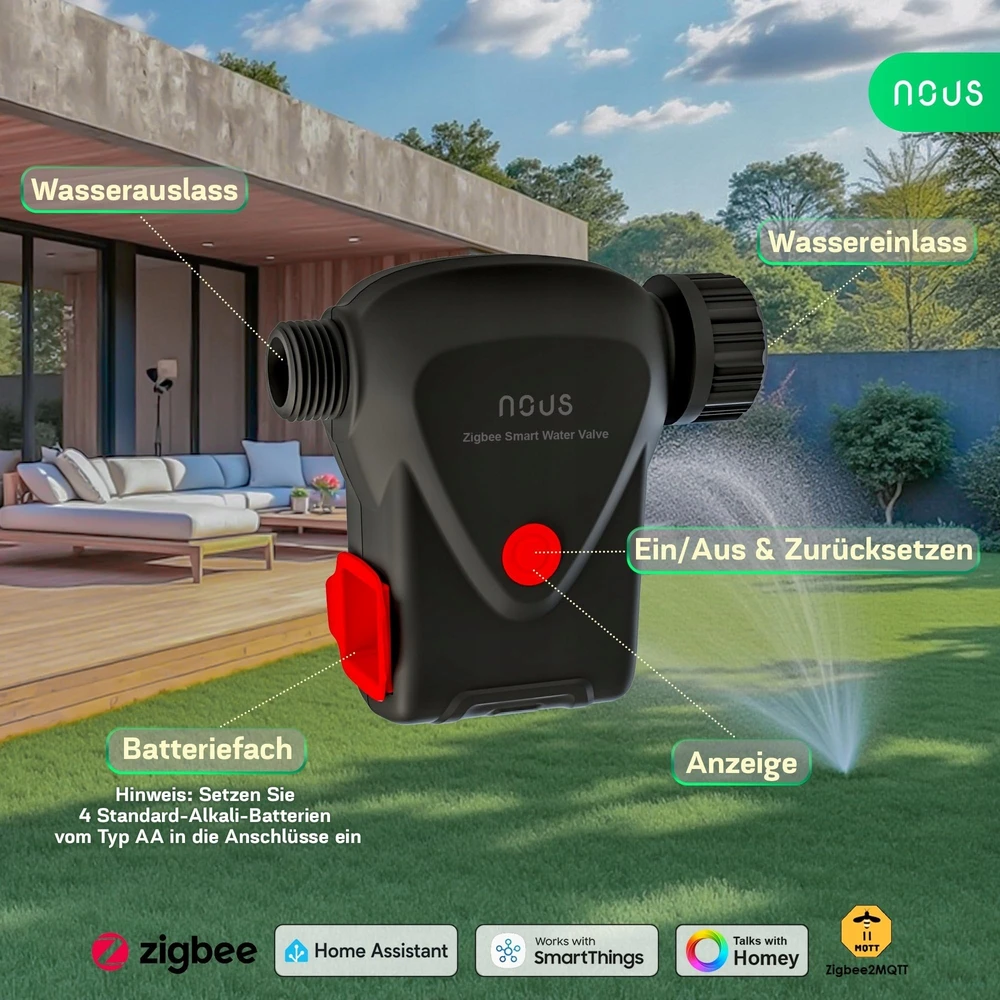 Išmanusis laistymo sistemos valdiklis NOUS L14, ZigBee 2 MQTT, TUYA