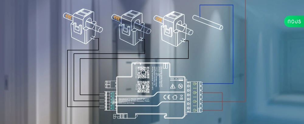 Nous NOUS D4Z „ZigBee“ energijos monitorius 120 A, įskaitant 3 fazių gnybtus / „ZigBee 3.0“