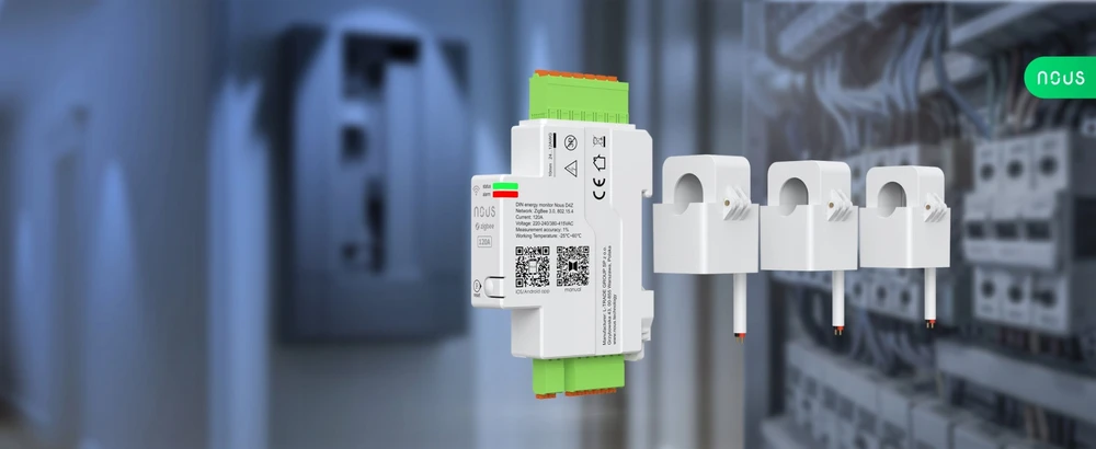 Nous NOUS D4Z „ZigBee“ energijos monitorius 120 A, įskaitant 3 fazių gnybtus / „ZigBee 3.0“