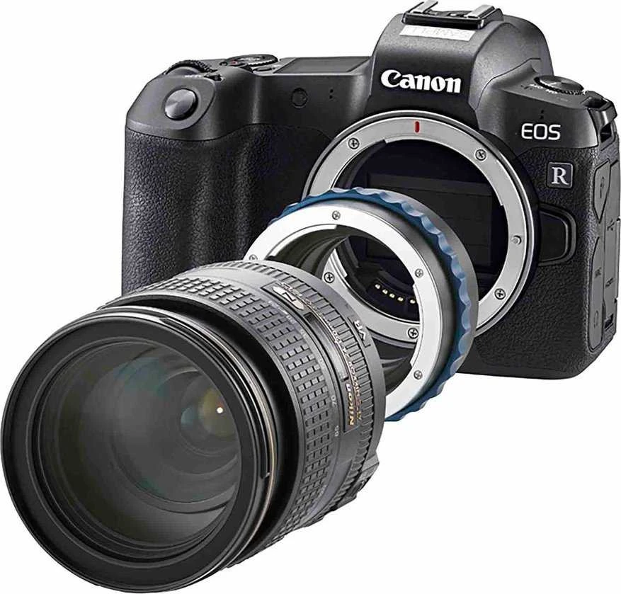 „Novoflex“ adapteris, skirtas „Nikon F“ objektyvui ir „Canon EOS-R“ fotoaparatui
