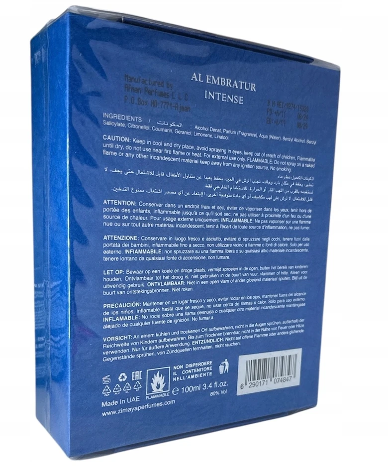 Zimaya Al Embratur Intense EDP parfumuotas vanduo unisex, 100 ml