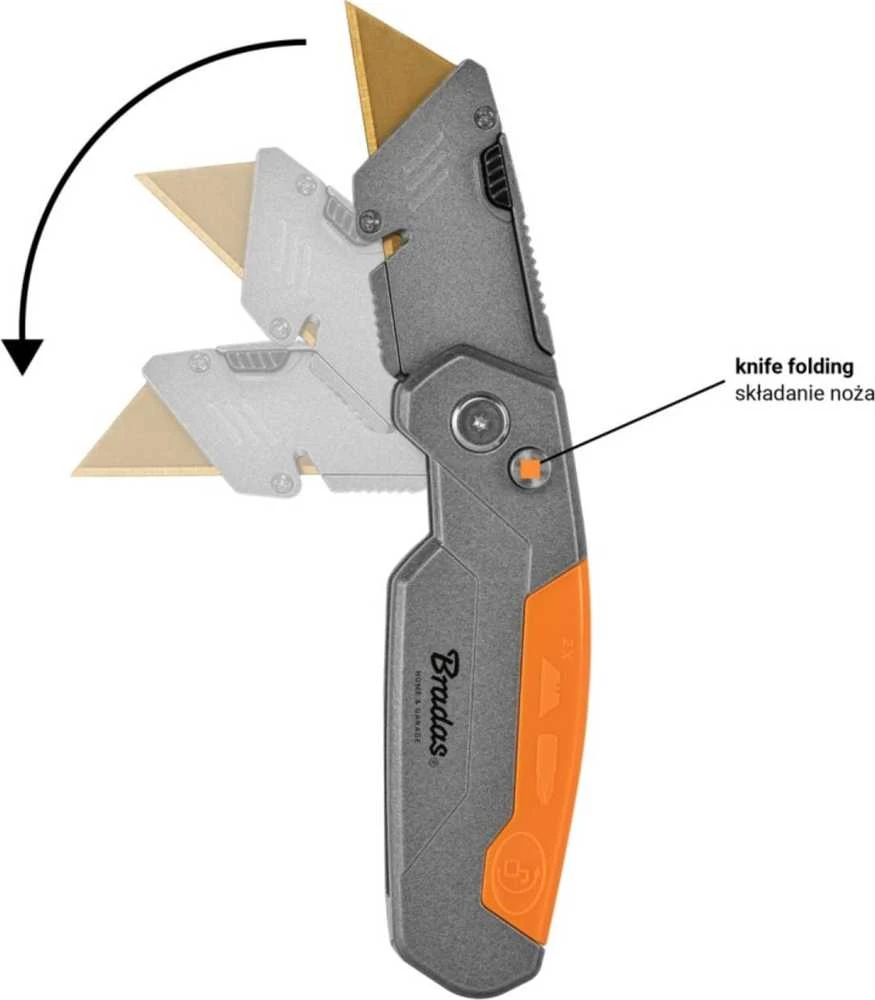 Sulankstomas trapecijos formos peilis DIY-KN190202/B SU TRAPECIJOS FORMOS AŠMENIMIS BRADAS