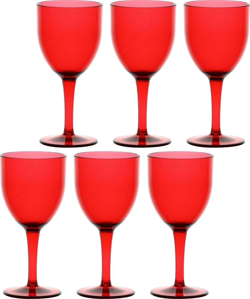 ROSE&TULIPANI FIABA 6 akrilinių vyno taurių rinkinys 400 ml, raudona