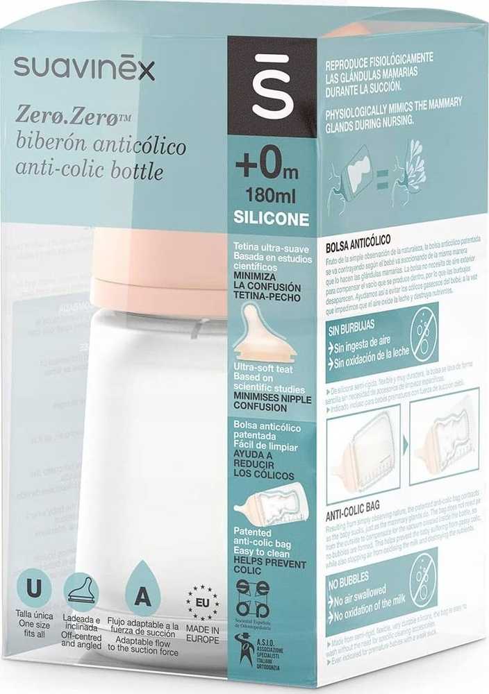 Buteliukas kūdikių maitinimui Suavinex Biberon Anticolico Zero Zero Flujo Lento 0m 180ml