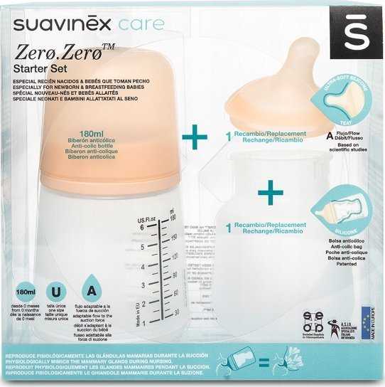 Buteliukas kūdikių maitinimui Suavinex Biberon Anticolico Zero Zero Flujo Lento 0m 180ml