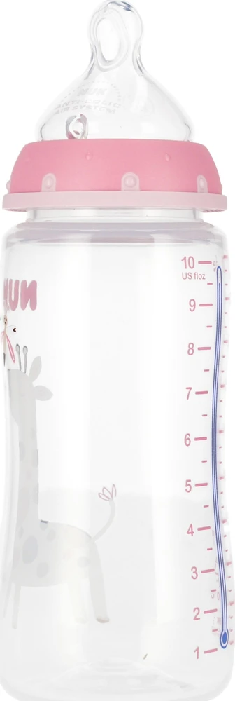 NUK 441120 butelis 300 ml temperatūros indikatorius 0-6 527911, 741926 rožinis