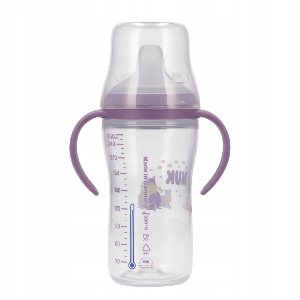 NUK Perfect Match mokomasis kūdikio buteliukas Hippo 260 ml