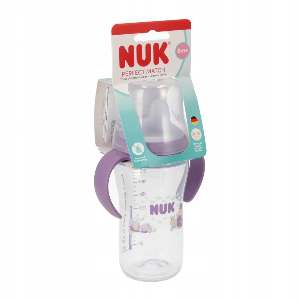 NUK Perfect Match mokomasis kūdikio buteliukas Hippo 260 ml