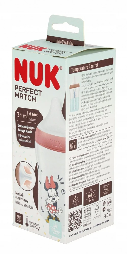 NUK Perfect Match buteliukas 260 ml Minnie Mouse pakuotė