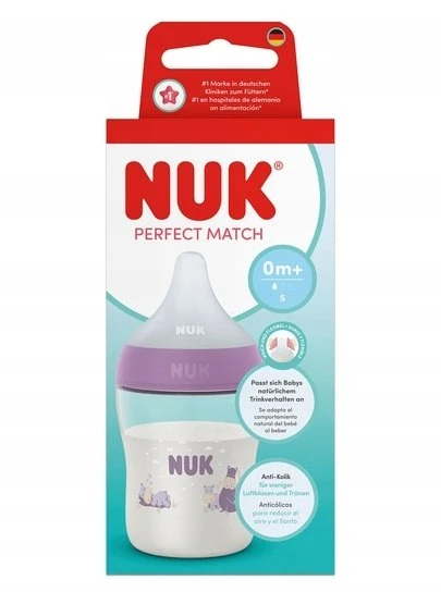 NUK Perfect Match buteliukas kūdikiui su temperatūros kontrole 150 ml Hippo