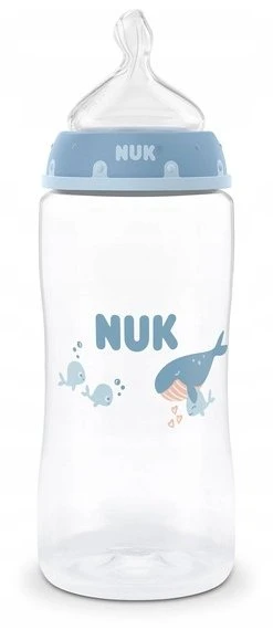 NUK First Choice 300 ml kūdikio buteliukas su temperatūros kontrole, banginis