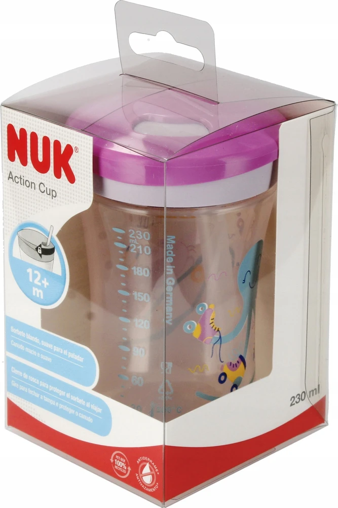 NUK Puodelis 230 ml 12m+ Action Cup purpurinis 10751136