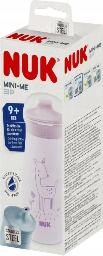 NUK 225325 nerūdijančio plieno puodelis 300ml Mini +9m Elnias
