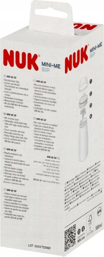 NUK 225325 nerūdijančio plieno puodelis 300ml Mini +9m Elnias