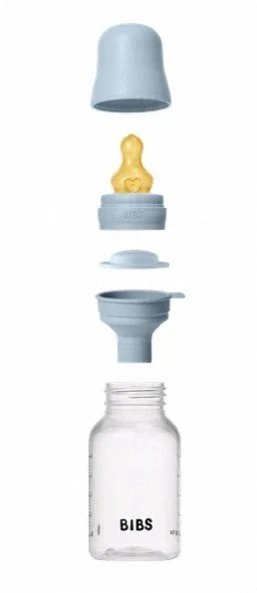 Nuk BIBS plastikinis buteliukas nuo dieglių 150 ml (Baby Mėlyna) pilnas komplektas