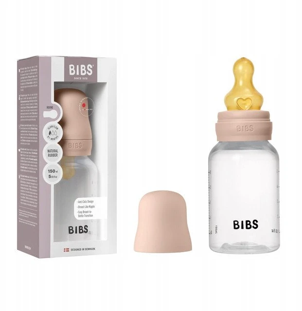 Nuk BIBS plastikinis buteliukas nuo dieglių 150 ml (Blush) pilnas komplektas