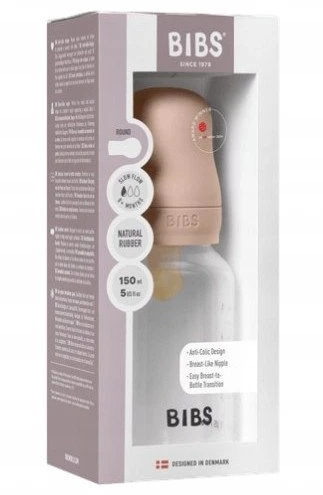 Nuk BIBS plastikinis buteliukas nuo dieglių 150 ml (Blush) pilnas komplektas