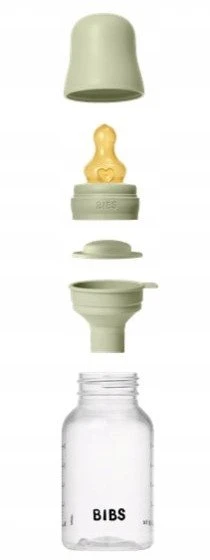 Nuk BIBS plastikinis buteliukas nuo dieglių 150 ml (Sage) pilnas komplektas